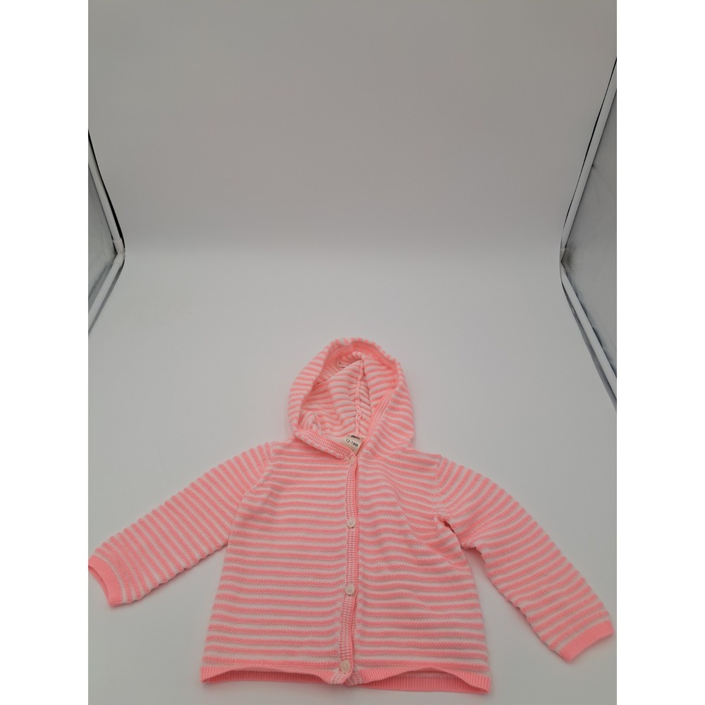 Baby B'Gosh Pink And White Stripped Hooded Cardigan Sweater- Size 12-18 Months